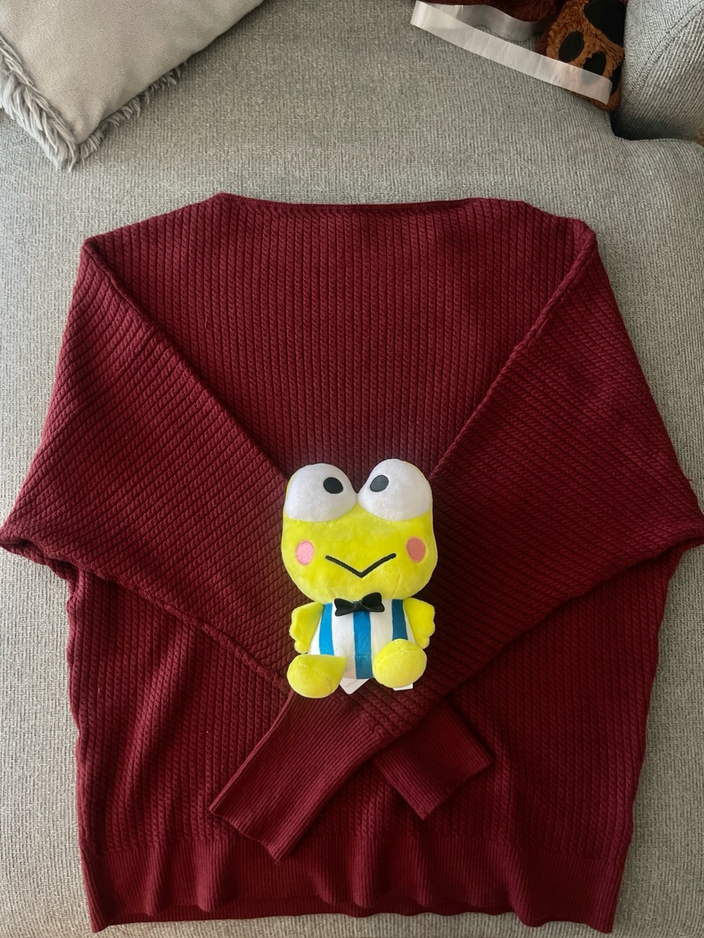 T Tahari Wine Red Crewneck Sweater